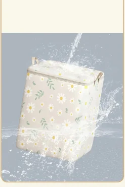 Discount Dear-Lover Daisy Print Nonwovens Wardrobe Large Storage Bag with Lid White