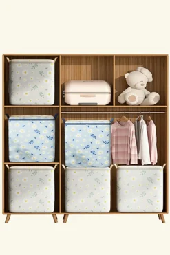 Discount Dear-Lover Daisy Print Nonwovens Wardrobe Large Storage Bag with Lid White
