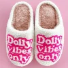 Best Dear-Lover Dolly Vibes Only Slip On Plush Slippers White