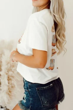 Best Dear-Lover Double-Side Cowboy Hat & Boots Graphic Tee White