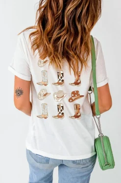 Best Dear-Lover Double-Side Cowboy Hat & Boots Graphic Tee White