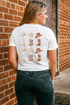 Best Dear-Lover Double-Side Cowboy Hat & Boots Graphic Tee White