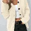 Best Dear-Lover Drawstring Hooded Button Up Drop Shoulder Sweater Cardigan White