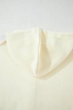 Best Dear-Lover Drawstring Hooded Button Up Drop Shoulder Sweater Cardigan White