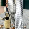 Hot Dear-Lover Drawstring Striped Wide Leg Pants White