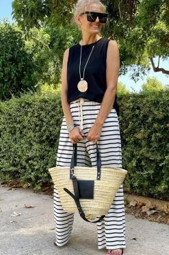 Hot Dear-Lover Drawstring Striped Wide Leg Pants White