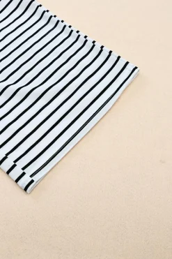 Hot Dear-Lover Drawstring Striped Wide Leg Pants White