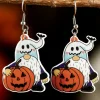 New Dear-Lover Dwarf Pumpkin Face Halloween Hook Earrings White