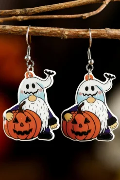 New Dear-Lover Dwarf Pumpkin Face Halloween Hook Earrings White