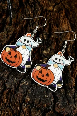 New Dear-Lover Dwarf Pumpkin Face Halloween Hook Earrings White
