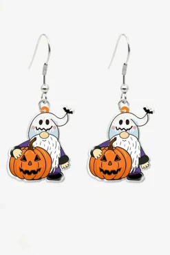 New Dear-Lover Dwarf Pumpkin Face Halloween Hook Earrings White