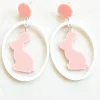 Online Dear-Lover Easter Colorblock Bunny Drop Earrings White