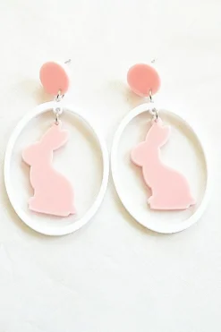Online Dear-Lover Easter Colorblock Bunny Drop Earrings White