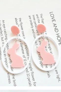 Online Dear-Lover Easter Colorblock Bunny Drop Earrings White