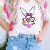 Outlet Dear-Lover Easter Rabbit Striped Sleeve Loose Tee White