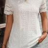 Sale Dear-Lover Eyelet Embroidery Scalloped Short Sleeve Top White