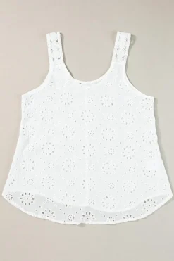Sale Dear-Lover Eyelet Embroidery Tank Top White