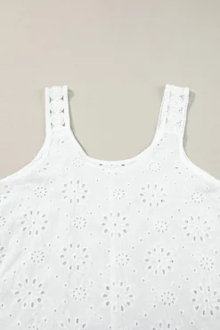 Sale Dear-Lover Eyelet Embroidery Tank Top White