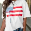 Online Dear-Lover Flag Bow Graphic Crewneck Tee White