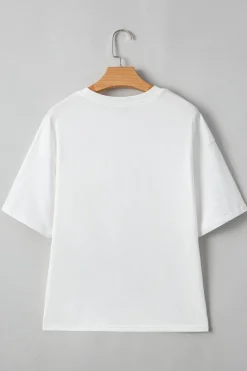 Online Dear-Lover Flag Bow Graphic Crewneck Tee White