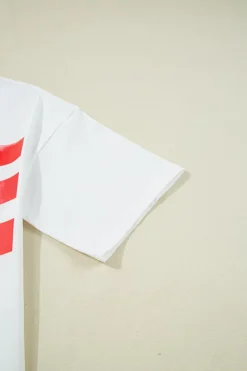 Online Dear-Lover Flag Bow Graphic Crewneck Tee White