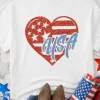 Outlet Dear-Lover Flag Pattern Inspired USA Heart Graphic Tee White