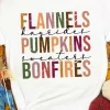 Outlet Dear-Lover FLANNELS PUMPKINS BONFIRES Crewneck Graphic Tee White