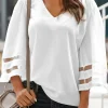 Best Dear-Lover Flare Sleeve V Neck Loose Blouse White