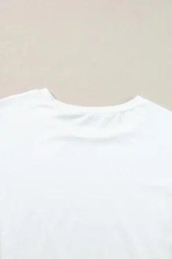 Hot Dear-Lover Floral Crochet Sleeve Crew Neck Top White