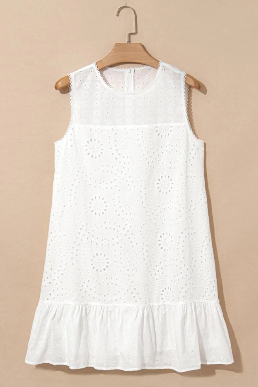 Discount Dear-Lover Floral Eyelet Embroidered Sleeveless Shift Dress White