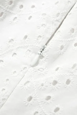 Discount Dear-Lover Floral Eyelet Embroidered Sleeveless Shift Dress White