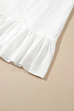 Discount Dear-Lover Floral Eyelet Embroidered Sleeveless Shift Dress White