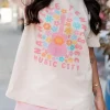 Discount Dear-Lover Floral Guitar NASHVILLE Slogan Graphic T Shirt White