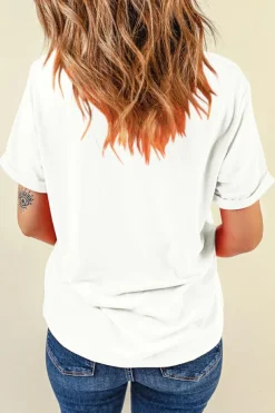 Best Dear-Lover Floral Leopard Pumpkin Graphic Halloween T Shirt White