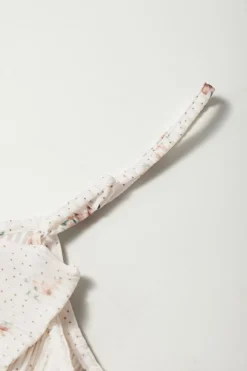 New Dear-Lover Floral Pleated Big Bow Back Spaghetti Straps Tank Top White