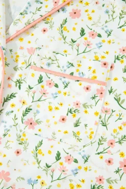 Fashion Dear-Lover Floral Print Contrast Pipping Short Pajamas Set White