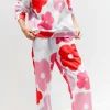 Outlet Dear-Lover Floral Print Pullover Top Sweatpants Lounge Set White