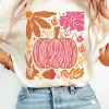 Online Dear-Lover Floral Pumpkin Printed Crewneck Thanksgiving T Shirt White