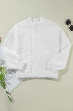 Clearance Dear-Lover Floral Quilted Jacket White