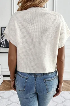 New Dear-Lover Flower Embroidery Sweater Top White
