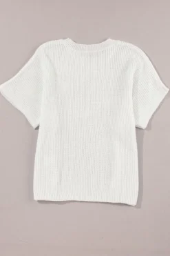 New Dear-Lover Flower Embroidery Sweater Top White