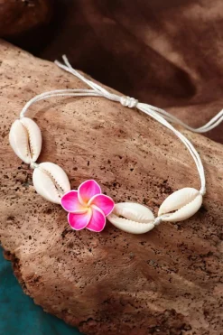 Clearance Dear-Lover Flower Seashell Adjustable Bracelet White