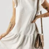 Outlet Dear-Lover Flutter Sleeve Crew Neck Shift Dress White