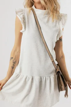 Outlet Dear-Lover Flutter Sleeve Crew Neck Shift Dress White