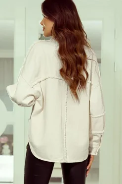 Online Dear-Lover Frayed Exposed Seam Denim Jacket White