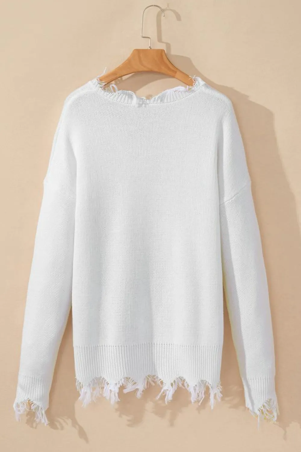 Best Dear-Lover Frayed Sequin Tiger Sweater White