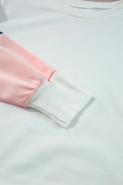 Discount Dear-Lover French Terry Color Block Long Sleeve Top White