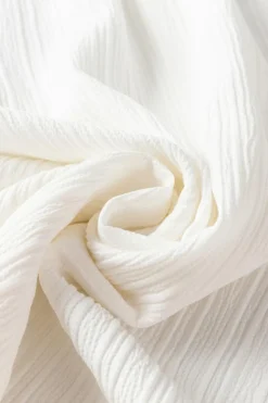 Hot Dear-Lover Frilled Mock Neck Ripple Bubble Sleeve Blouse White