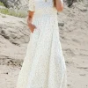 Best Dear-Lover Frilly Shirred Bodice Tiered Floral Maxi Dress White