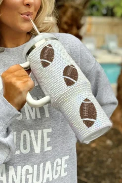 Outlet Dear-Lover Game Day Rugby Football 40oz Tumbler White